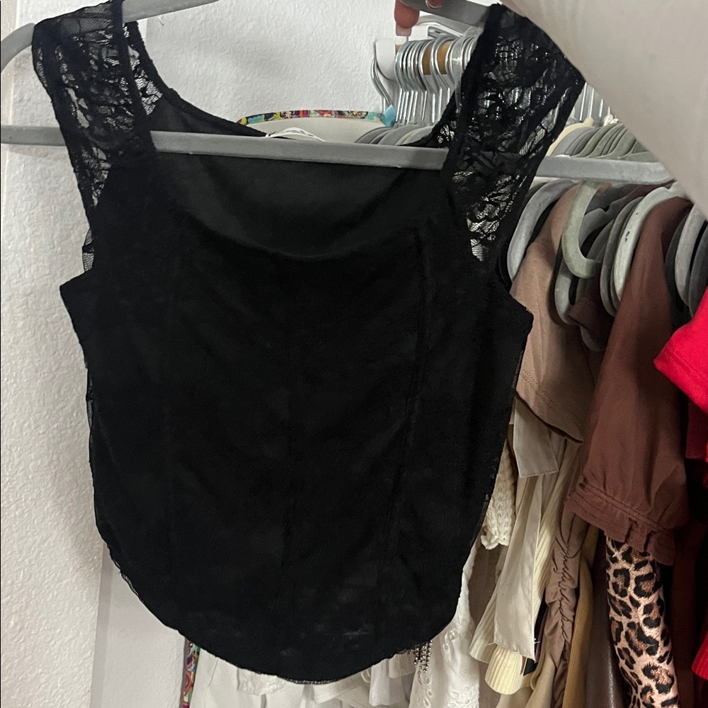 Elegant Black Lace Women's Top